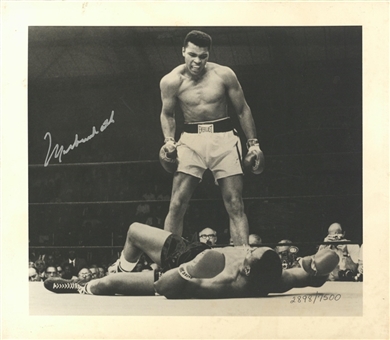 Muhammad Ali Signed B&W 6.5 x 7.5 Photograph of Ali Standing Over Liston (PSA/DNA)